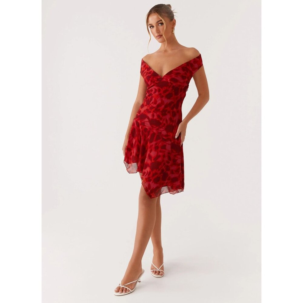 Peppermayo Red Off-Shoulder Mini Dress